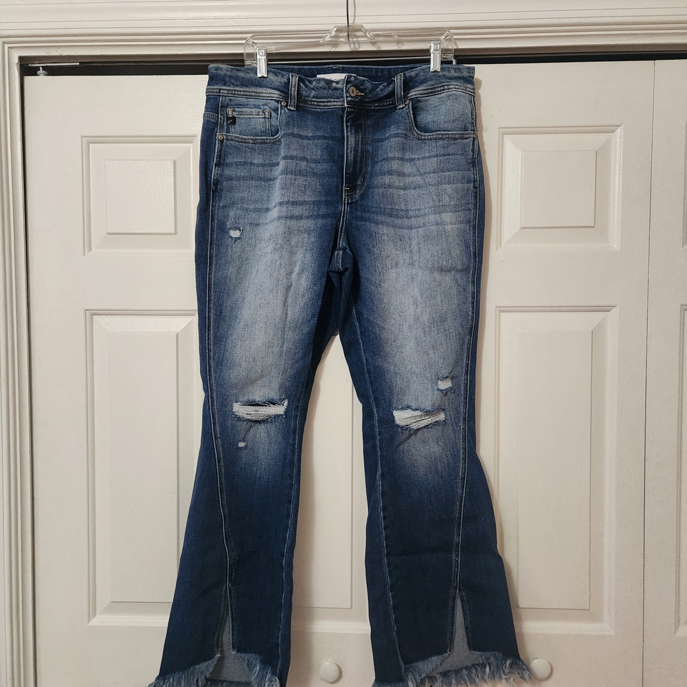 KanCan Blue Distressed Flare Jeans